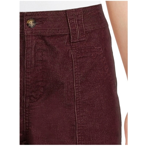 Time and Tru Women's Corduroy Straight Utility Pants, Inseam 27" Rustic Plum - Picture 3 of 7